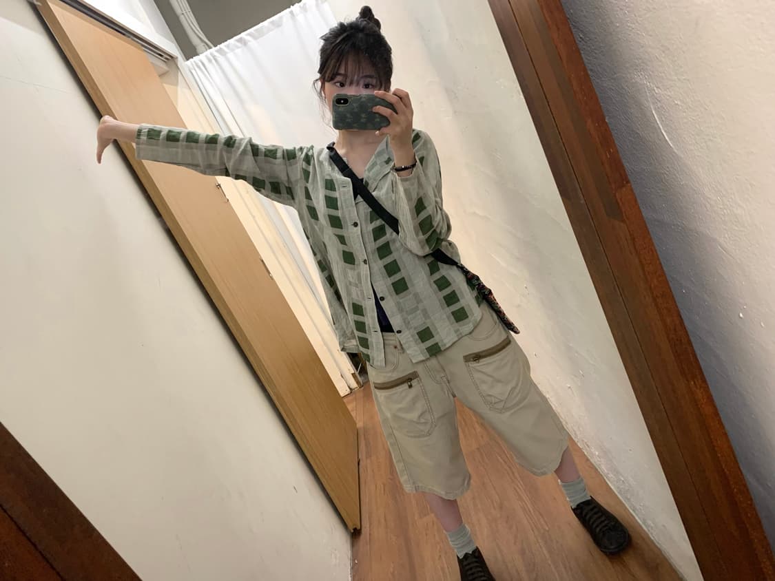 오시코시 카고 카프리 팬츠 하프 기장 밀리터리 지퍼 디테일 베이지 상품이미지6