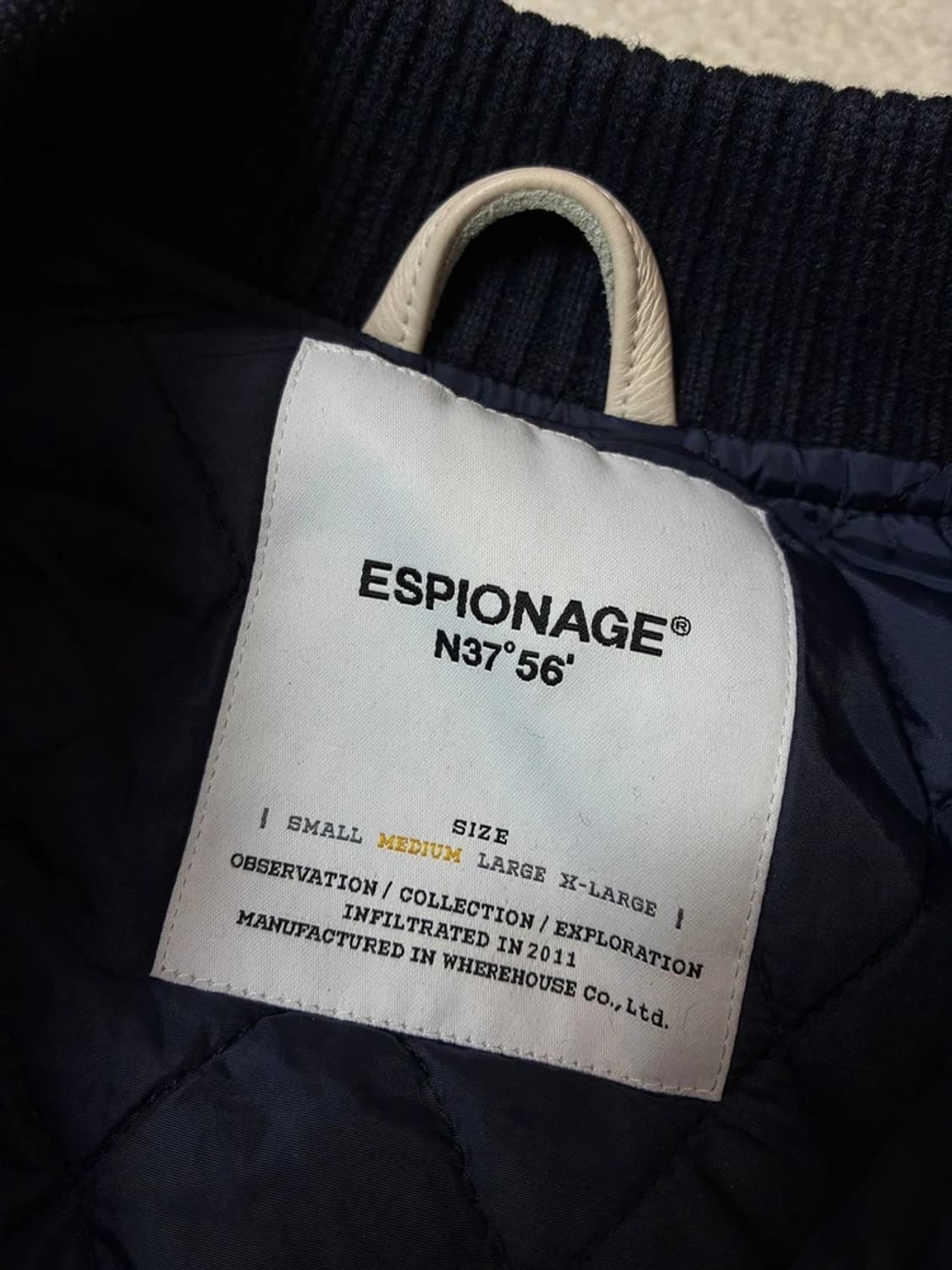 에스피오나지 AW 스탠다드 소가죽 배색 바시티 자켓 PN7933 상품이미지8