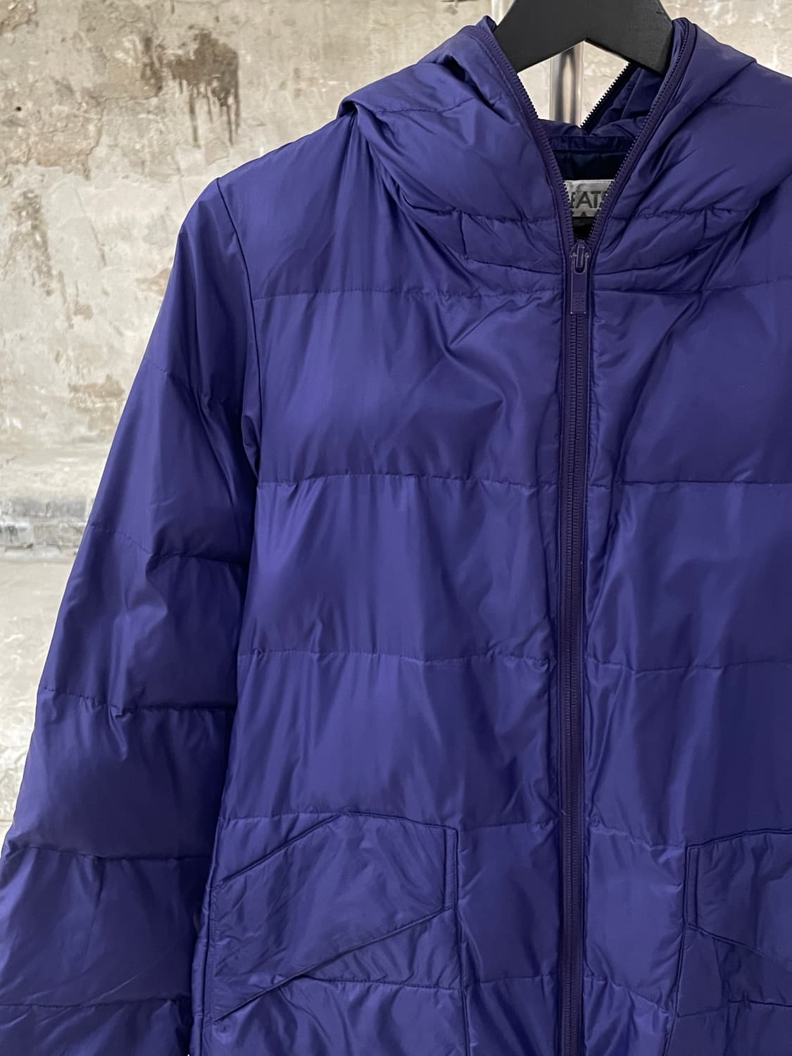 플리츠 플리즈 퍼플 투 웨이 집업 다운 롱 점퍼 상품이미지2