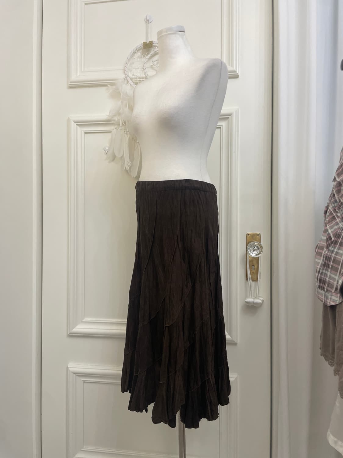dark brown suade banding skirt(size-L) 상품이미지2