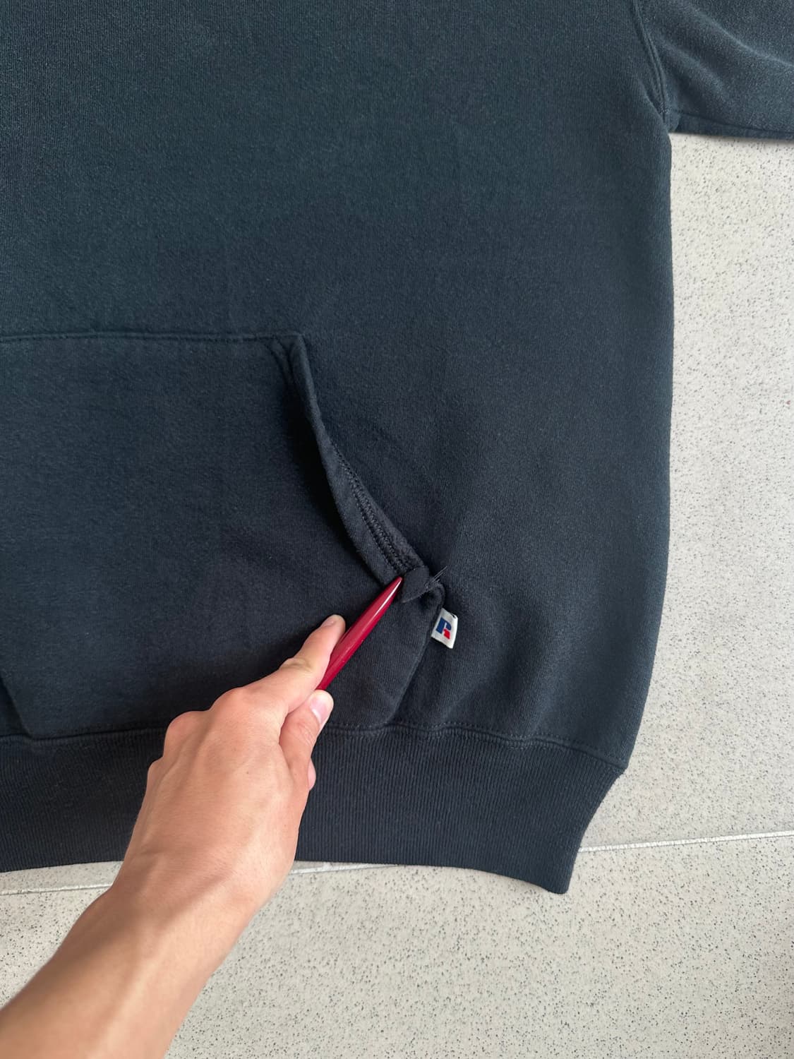90s 빈티지 러셀 후드 블랙 XL USA 상품이미지4