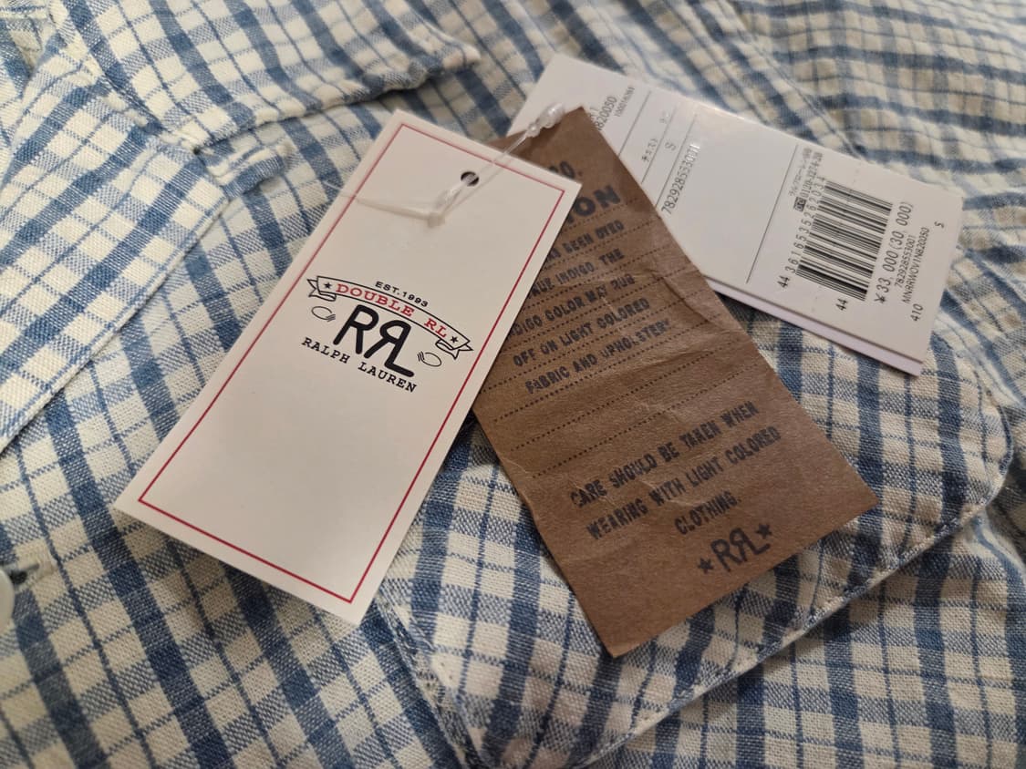RRL 더블알엘 체크 코튼 리넨 반팔 캠프 셔츠 S 상품이미지3