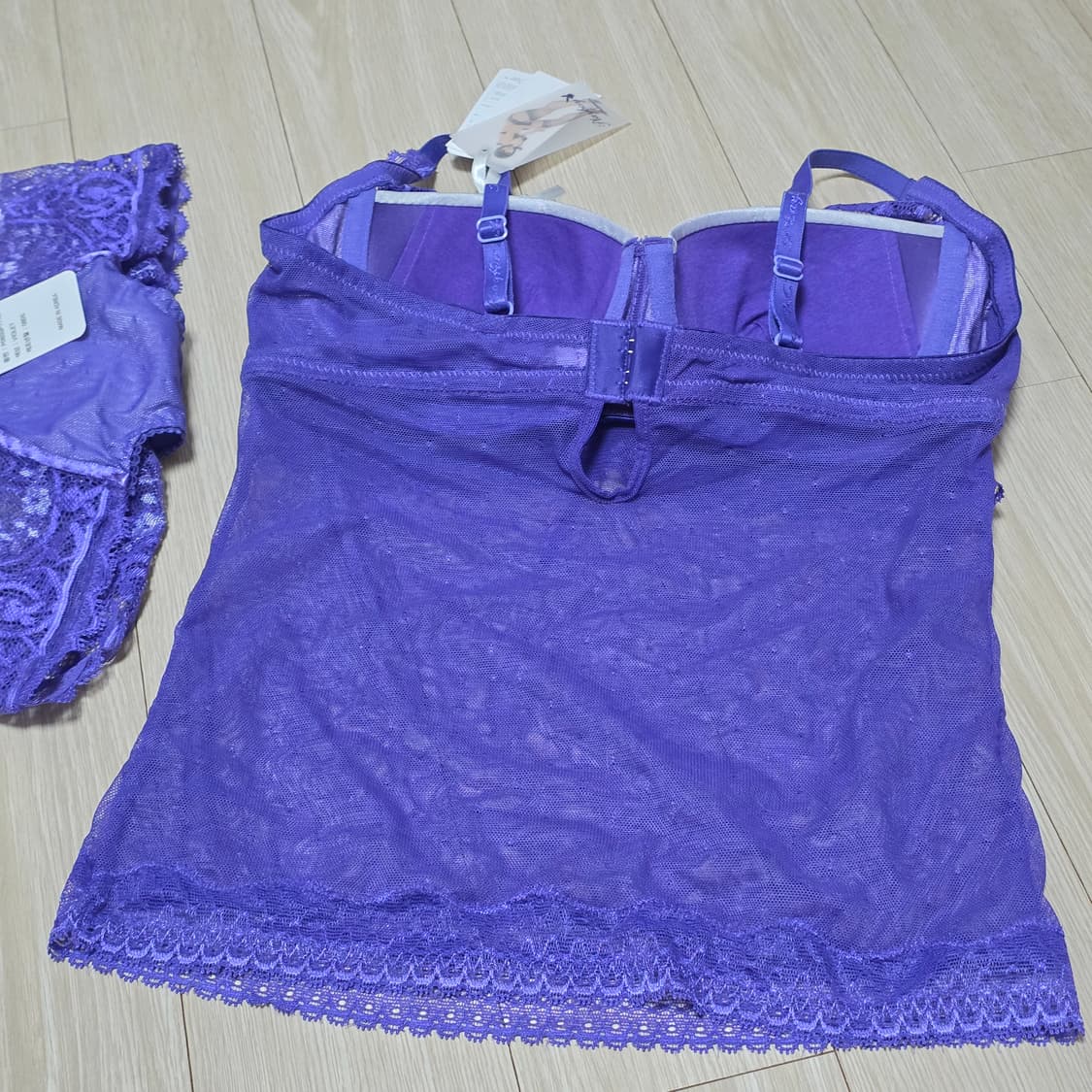 PLAYBOY) 퍼플 빈티지 레이스 란제리 속옷세트 상품이미지3
