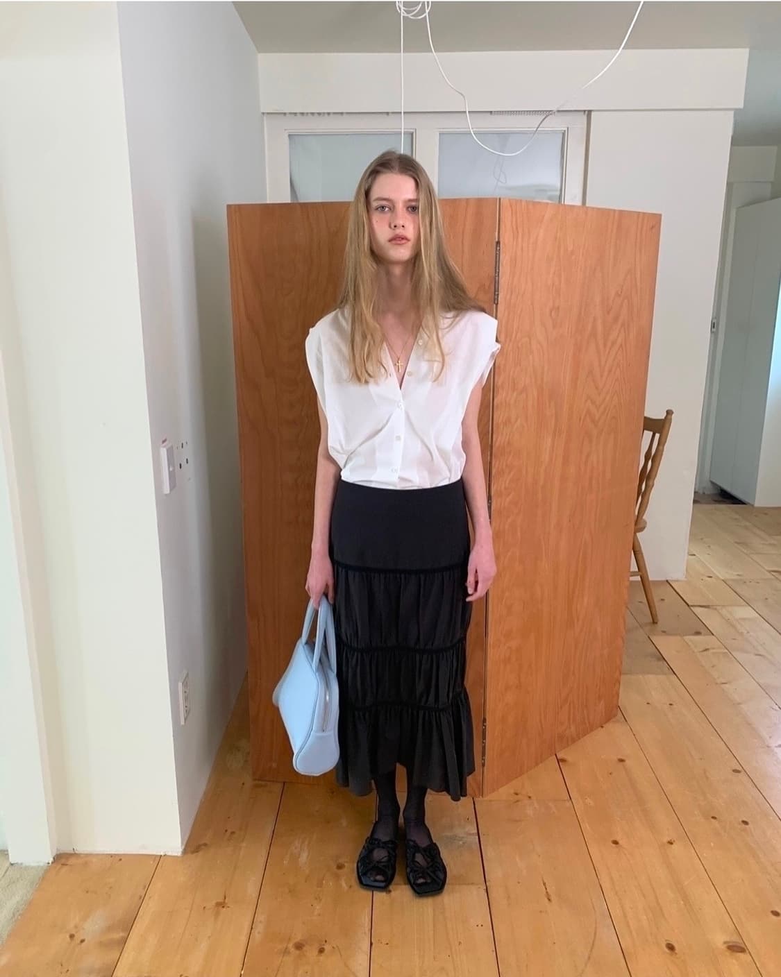 [새상품] 스무드무드black neely tiered skirt 롱스커트 상품이미지1