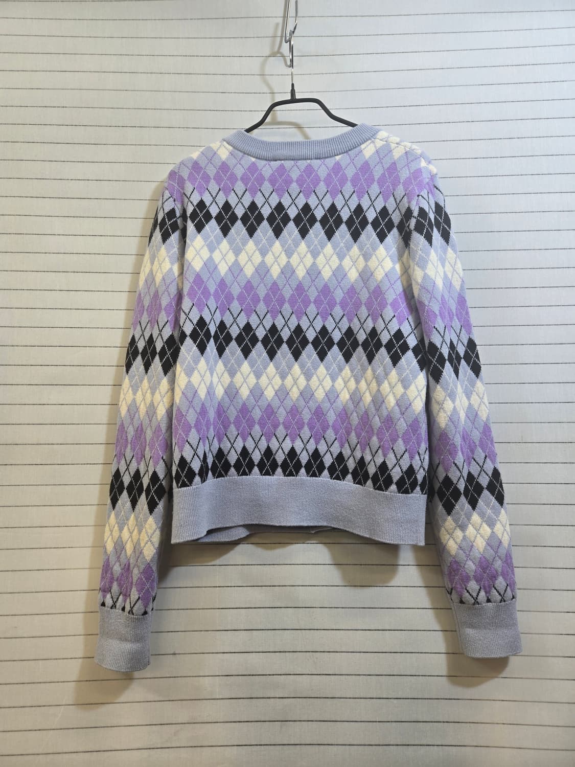 마쥬 아가일 니트 가디건 퍼플 1사이즈 상품이미지8