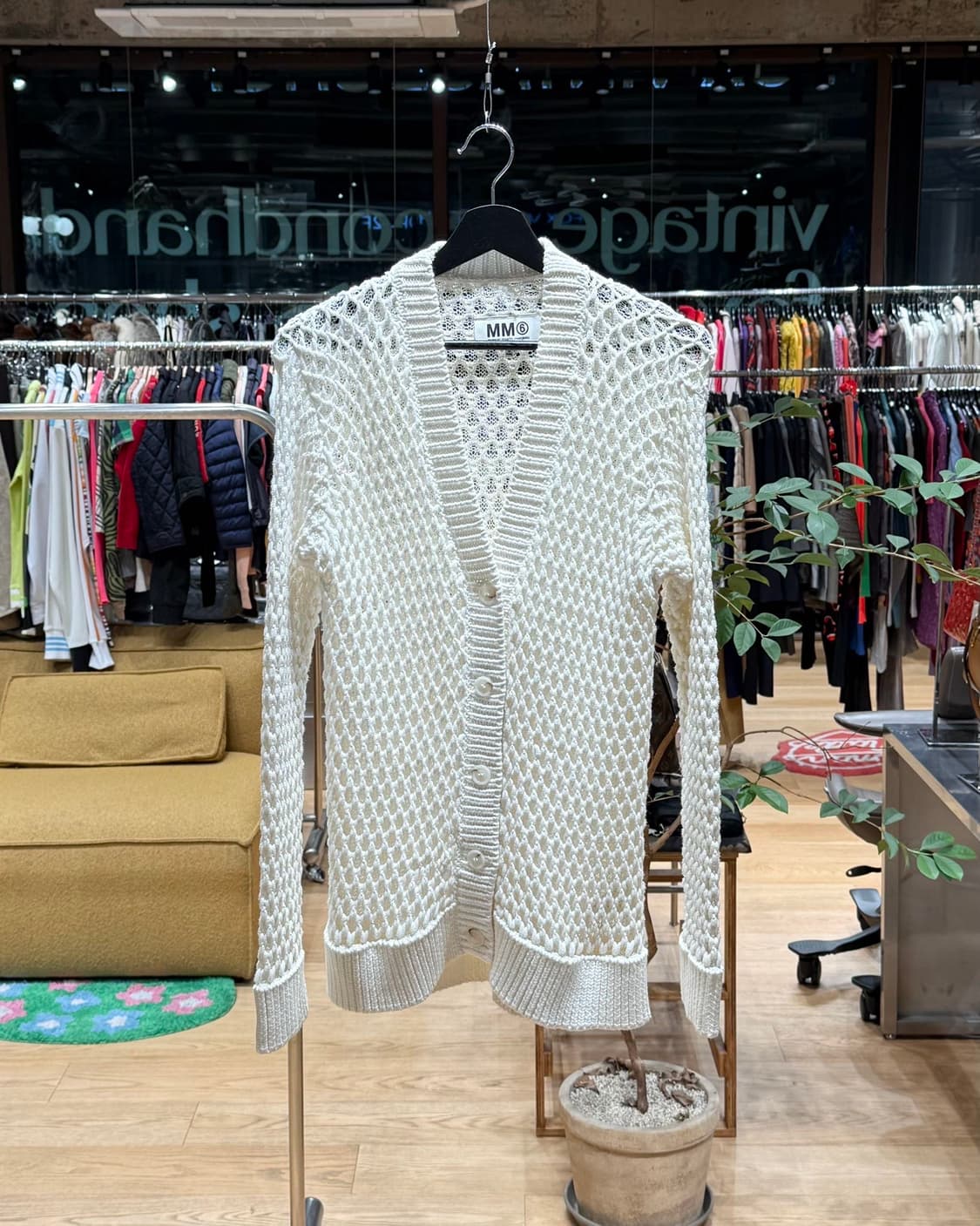 mm6 화이트 네트 코튼 가디건 상품이미지1