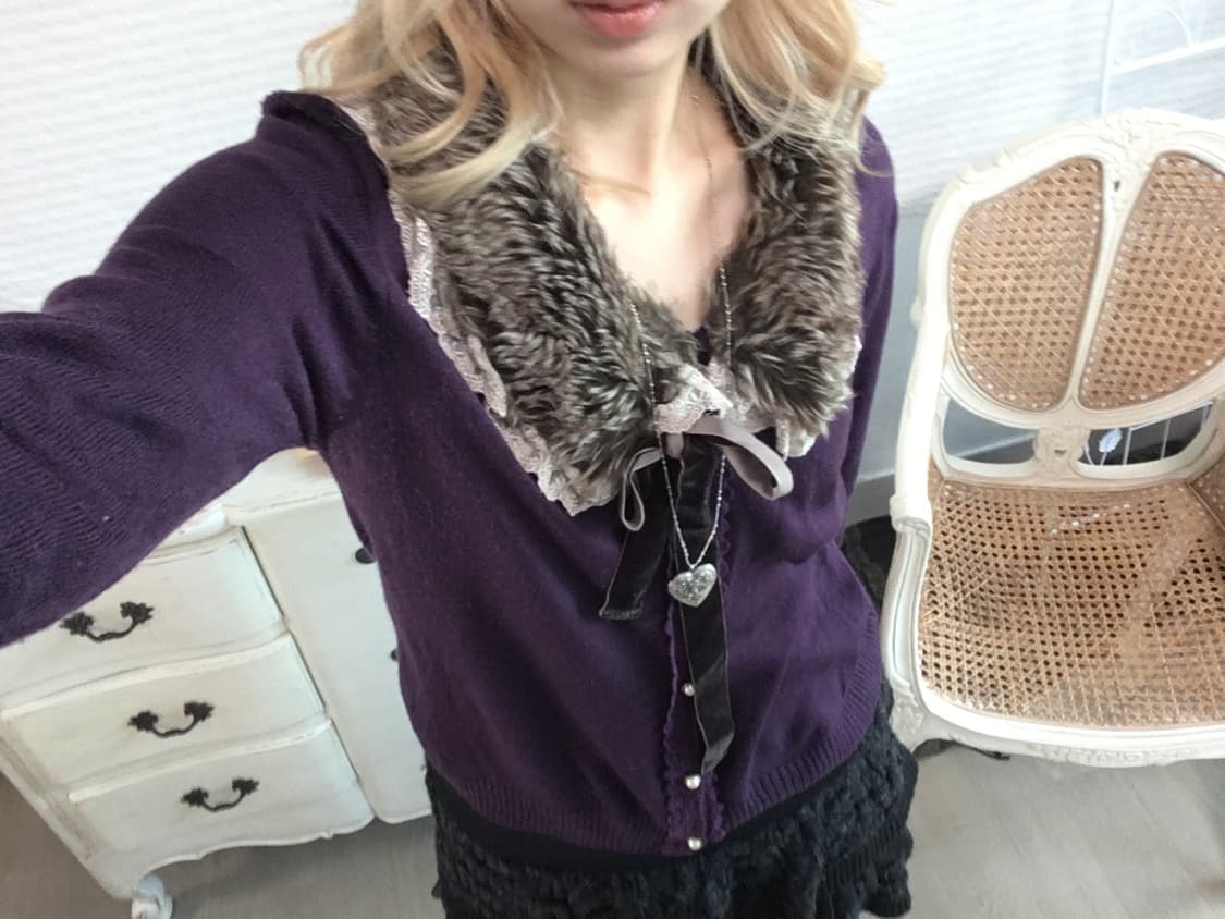 axes femme purple lace fur-collar ribbon 상품이미지2