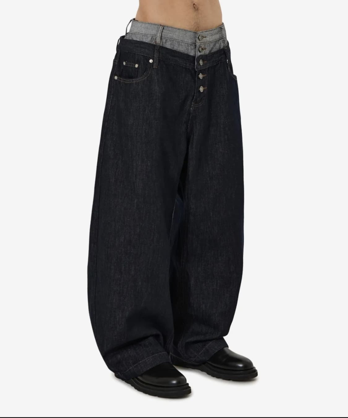 오와이 더블 레이어드 생지 데님 팬츠 셀비지 새깅 상품이미지1