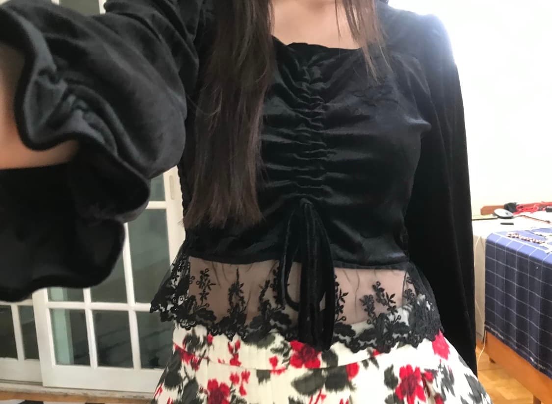 vintage velvet lace top 상품이미지4