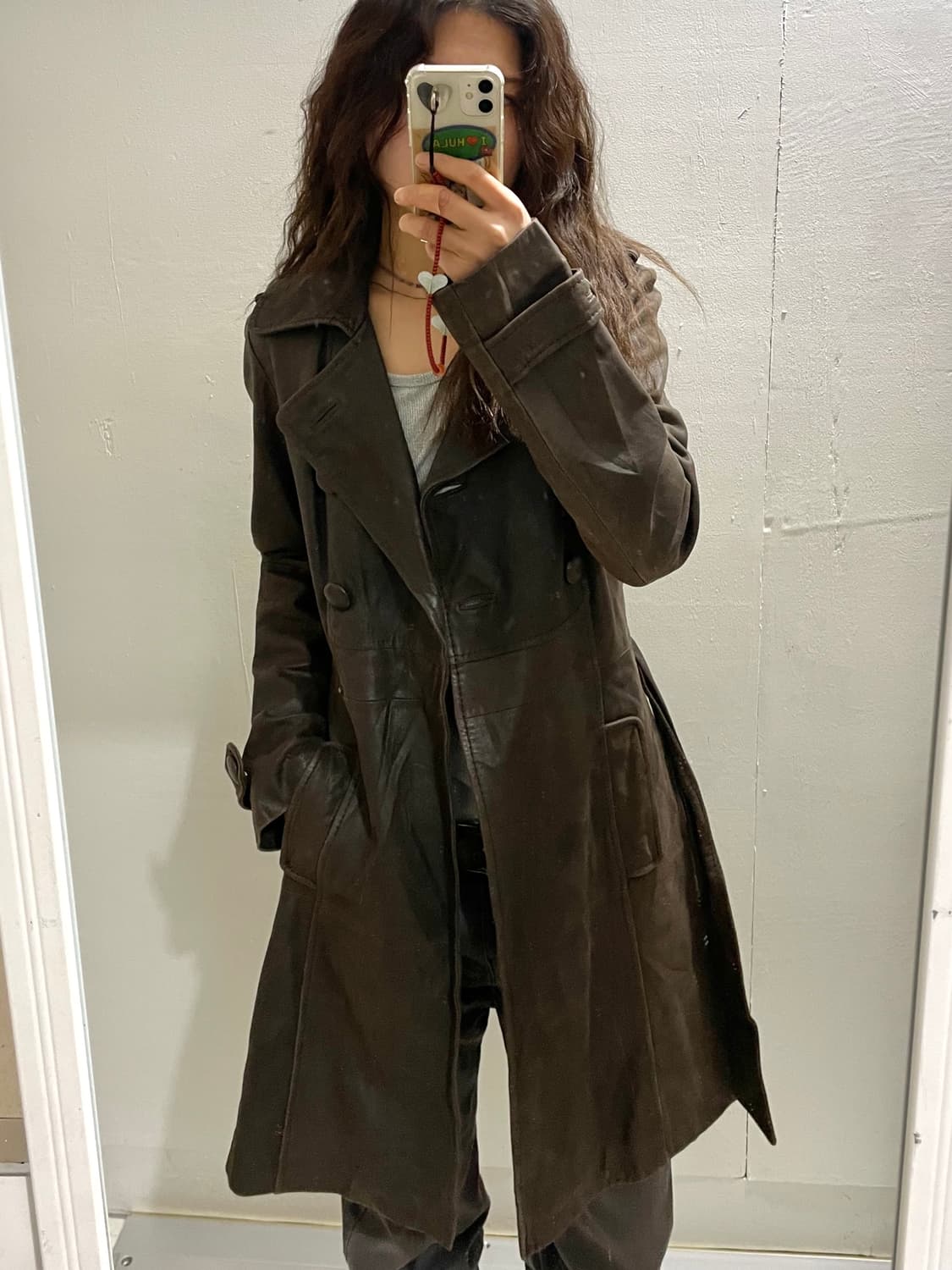 일본 빈티지 양가죽 트렌치 코트 상품이미지3