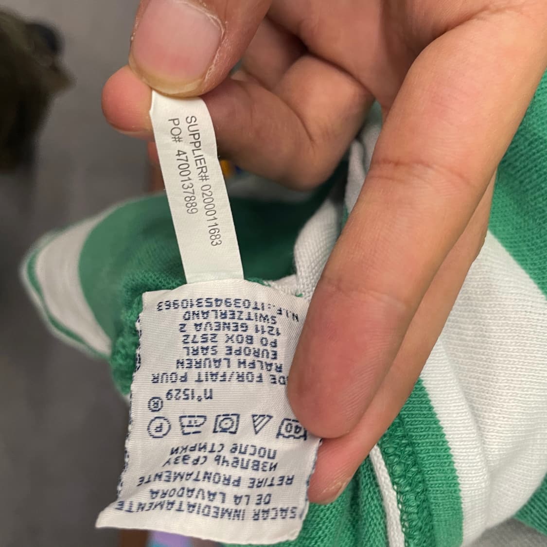 폴로 랄프로렌 그린 스트라이프 플래그 로고 와펜 프레피 럭비티 셔츠 상품이미지9
