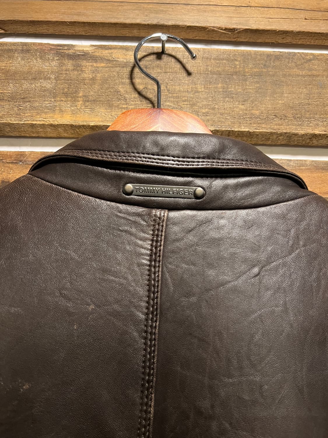 [2XL]90's 타미힐피거 USA 리얼레더 브라운 드리즐러 자켓 상품이미지8
