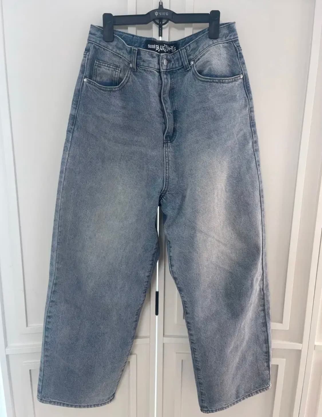 스웨이드 브러쉬 워싱 데님 팬츠 라이트블루 L 상품이미지2