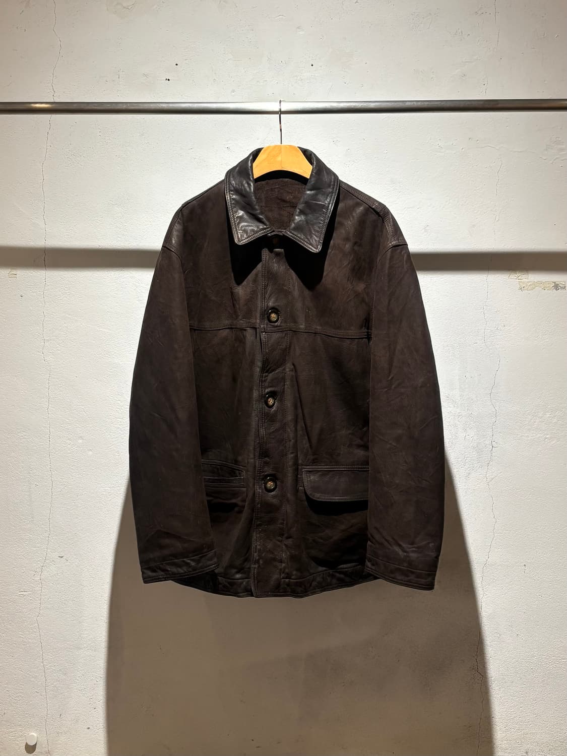 80–90’s Real Leather Car Coat 상품이미지1