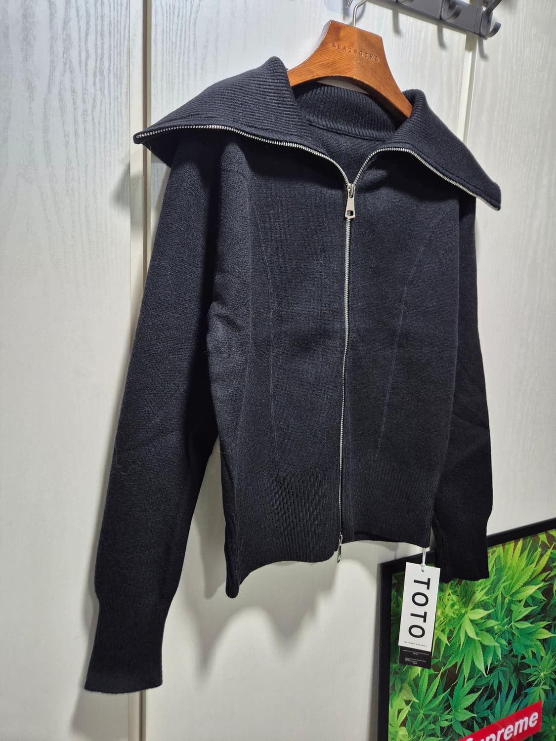 빈티지 가디건 집업 봄니트 블랙 상품이미지2