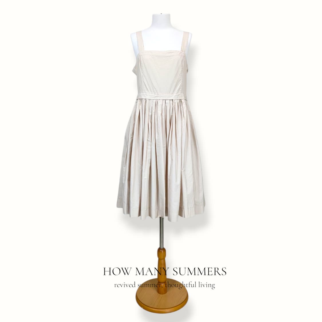 베네통 핀턱 롱 원피스 M 라이트 베이지 나시 뷔스티에 플레어 상품이미지1