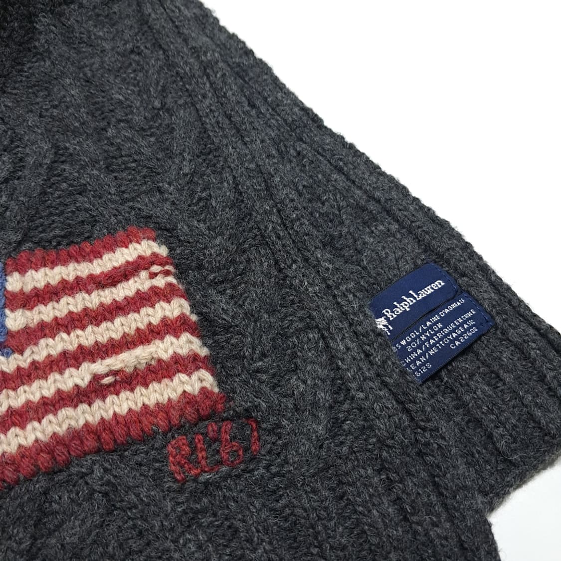 MX571 폴로 90s 램스울 성조기패치 차콜그레이 머플러 목도리 상품이미지6