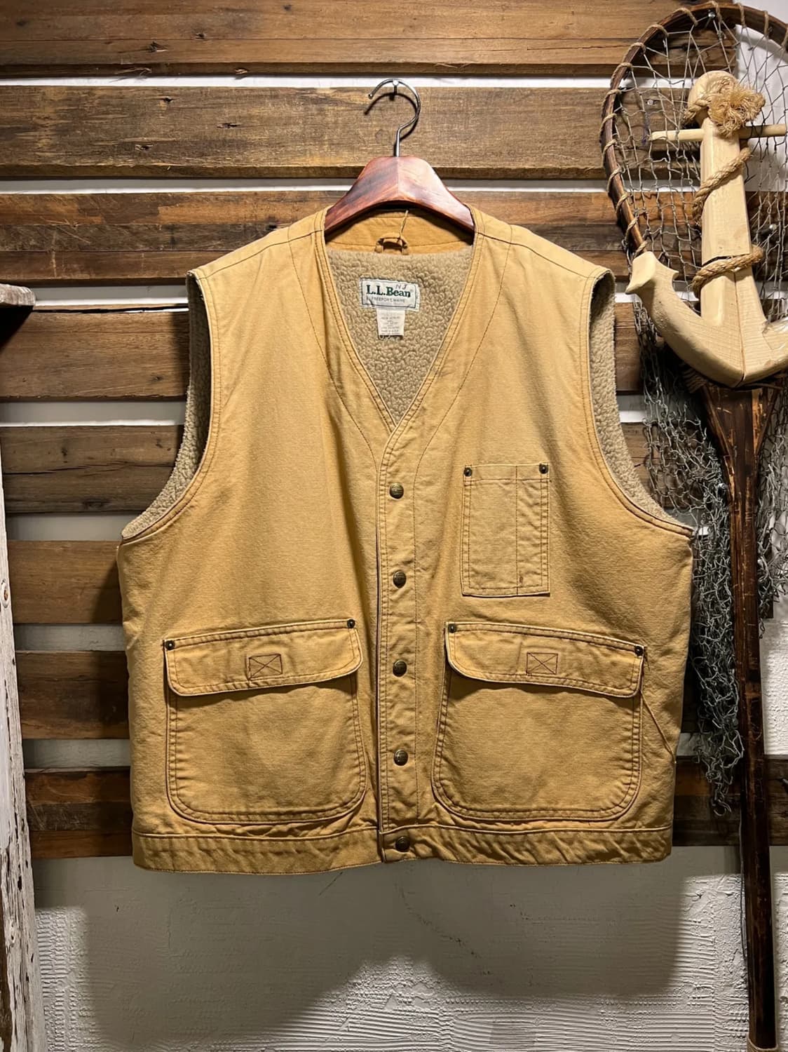 [XL]90's 엘엘빈 USA Made 쉐르파 라이닝 브라운 워크 베스트 상품이미지1