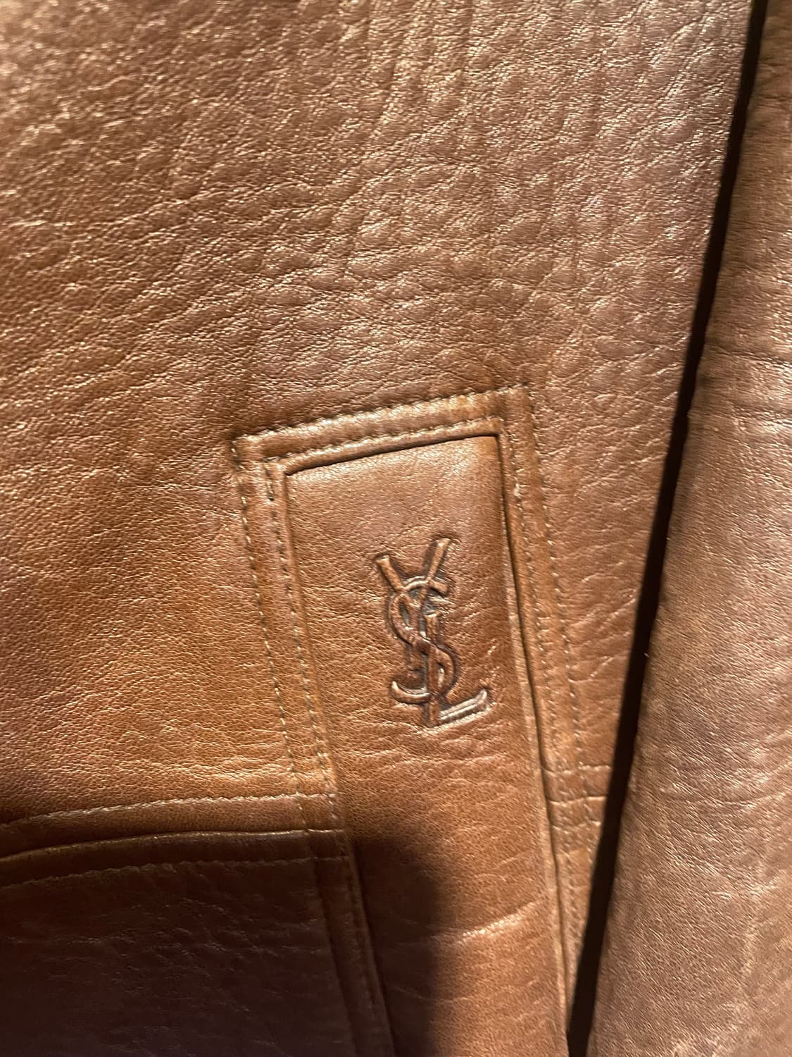 생로랑 브라운 레더 자켓100사이즈 상품이미지2