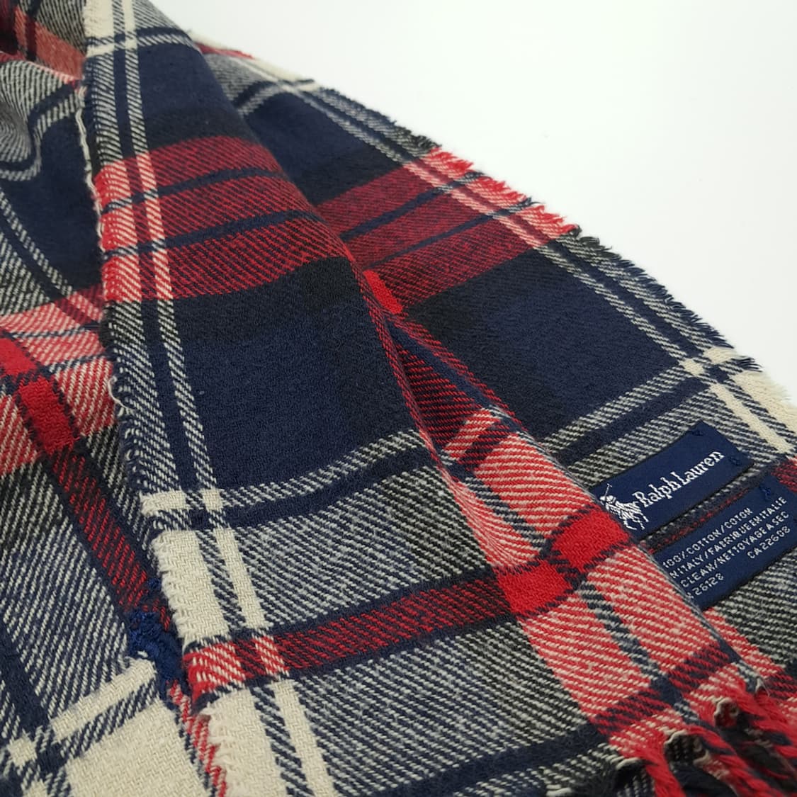 MX265 폴로 랄프로렌 클래식 타탄체크 빅스카프 코튼 목도리 머플러 상품이미지5