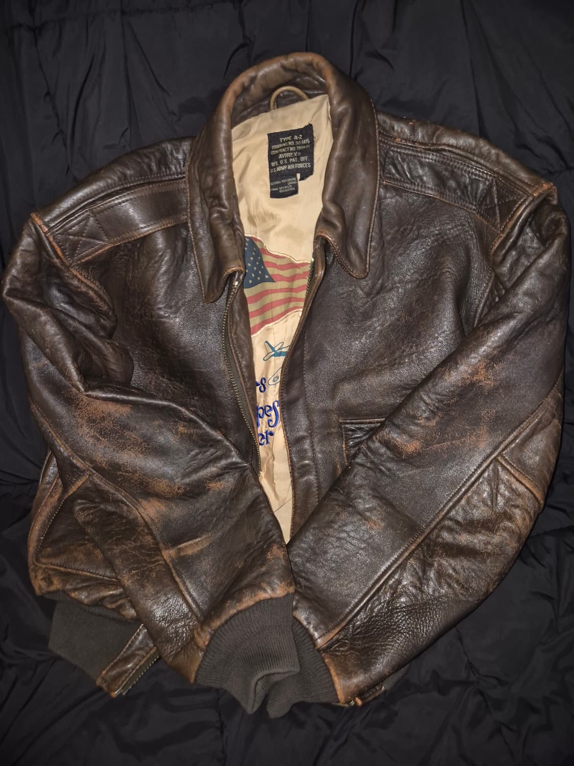 80s - 90s 아비렉스 A-2 가죽 항공점퍼 상품이미지2