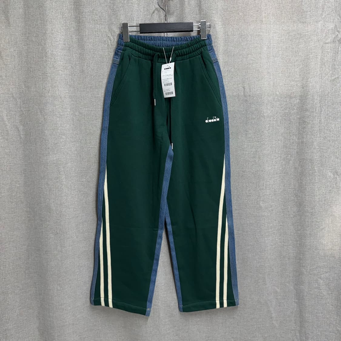 [XS/새상품] 디아도라 그린 데님 레이어드 와이드 밴딩팬츠 바지 상품이미지1