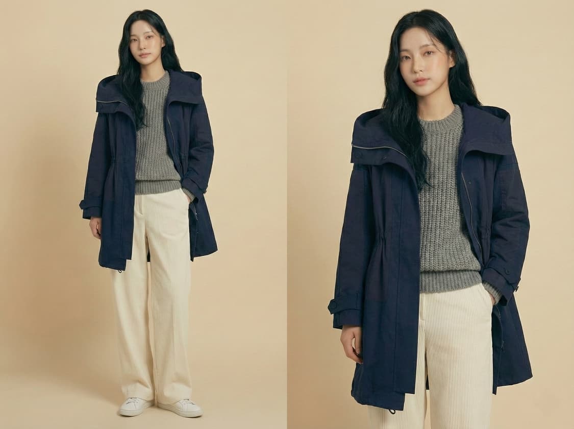 구호[KUHO] 하이넥 배색 후드 사파리 점퍼 상품이미지1