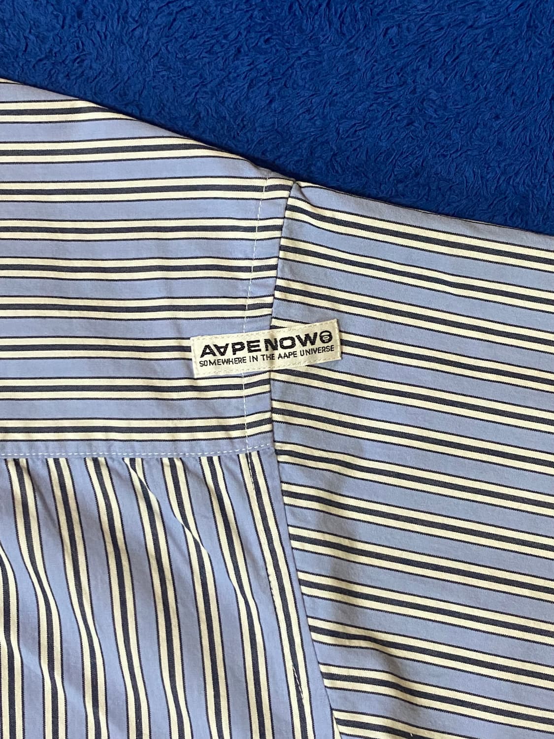 AAPE 에이프 베이프 나우 스트라이프 반팔 셔츠 라이트 블루 XL 상품이미지7