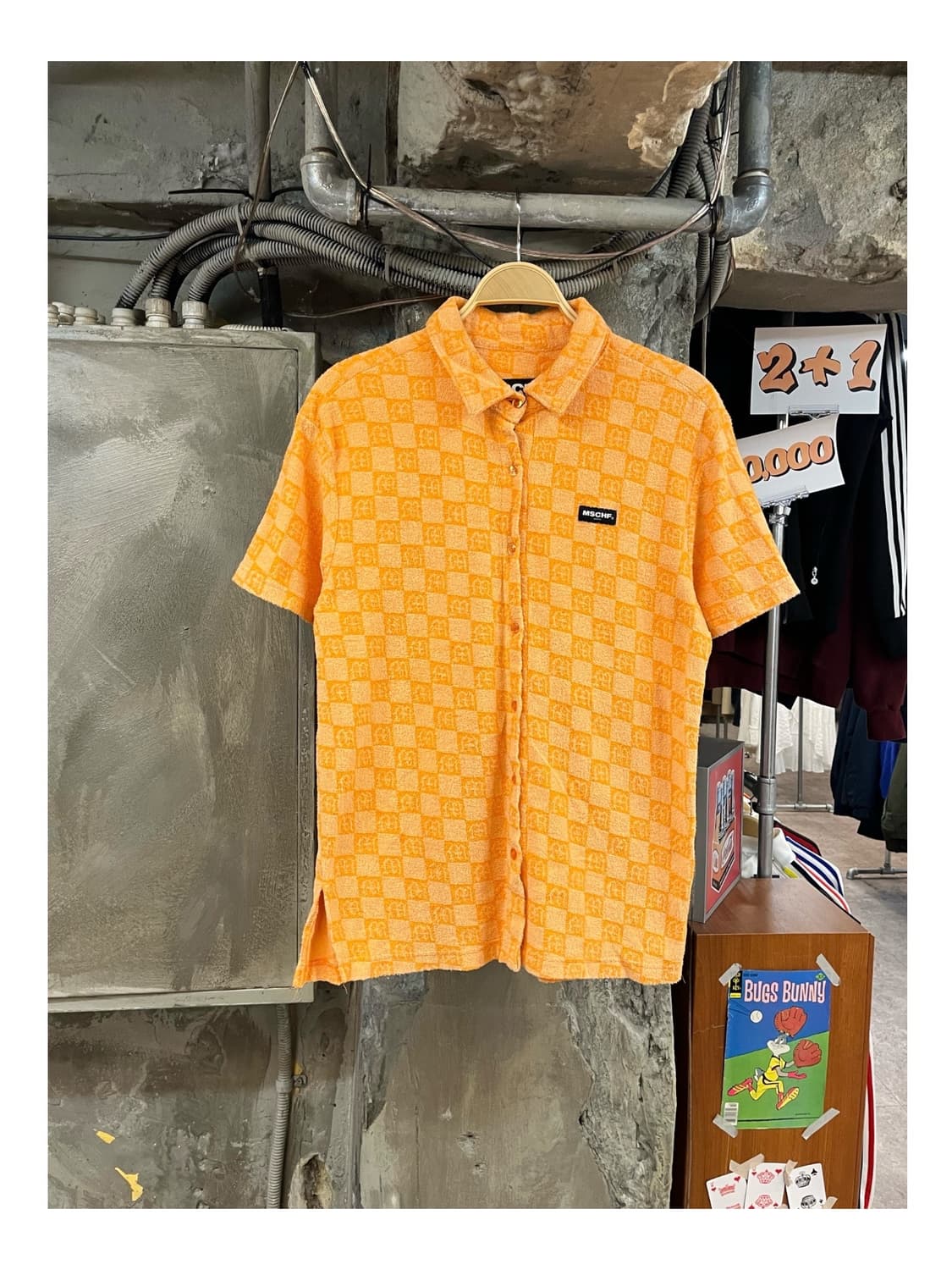 미스치프 체크 타월 반팔 셔츠 오렌지 #csz3665 상품이미지1