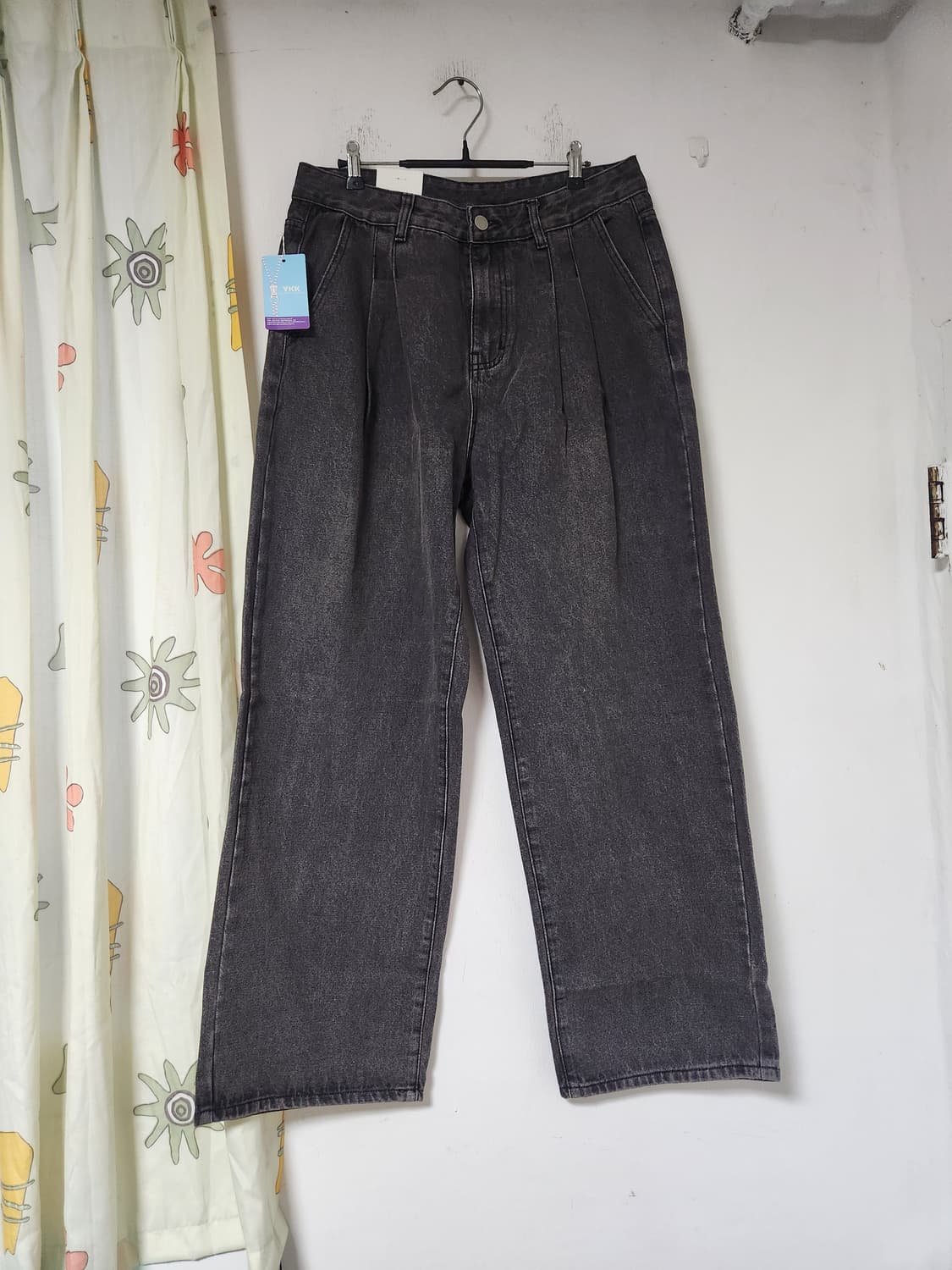 새옷)YKK 블랙 데님 와이드 팬츠 XL(32) 상품이미지1