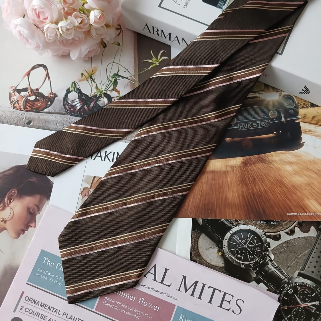 조르지오 아르마니 실크 스트라이프 넥타이 9.9cm A+등급 A19150 상품이미지3