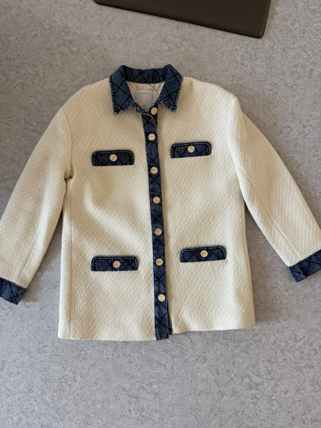 산드로 화이트 데님 트리밍 자켓38 상품이미지6