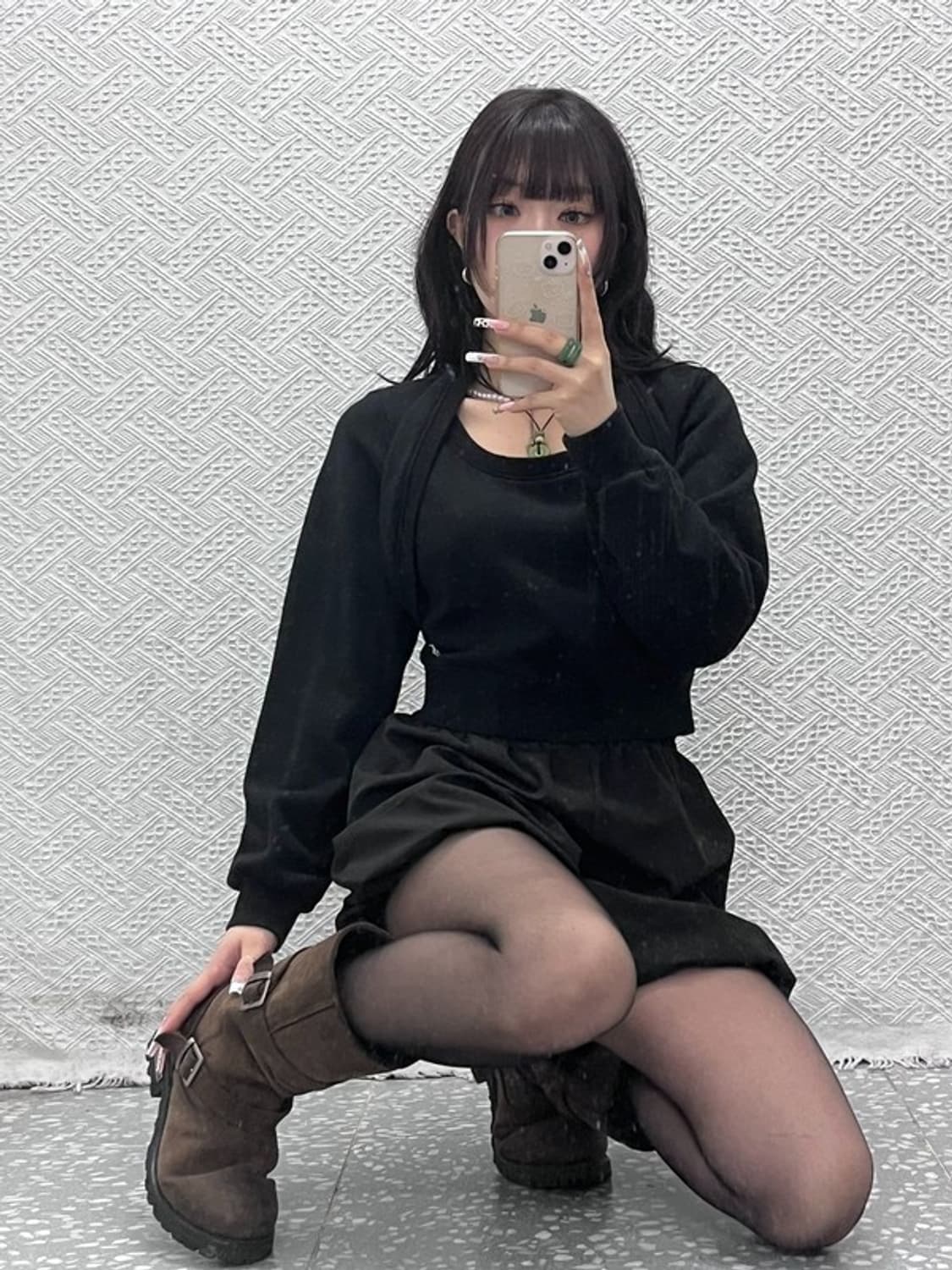 낫노잉 스트릿 펑크 레이어드 볼레로 크롭 맨투맨 85 C11241 상품이미지2