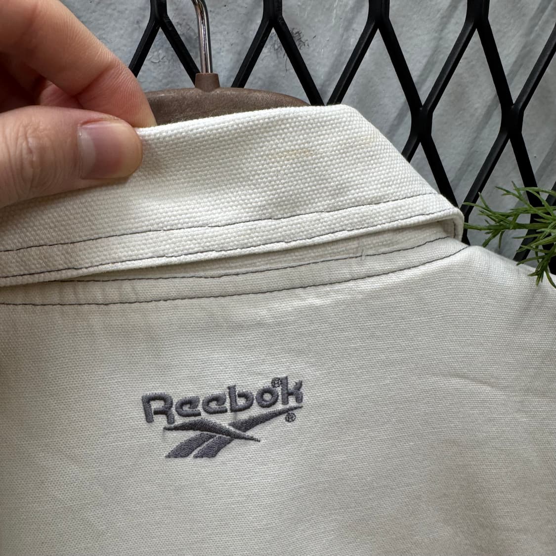 90s 리복 코튼 코치자켓 집업 원포켓 포인트 아이보리 상품이미지5