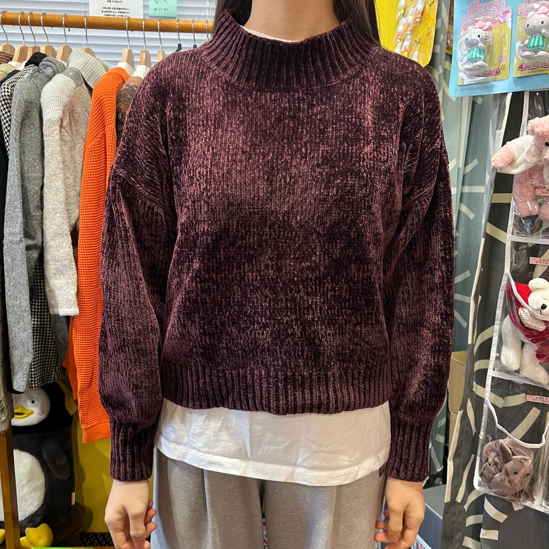 [Japanese Vintage] 벨벳 세미크롭니트 상품이미지1