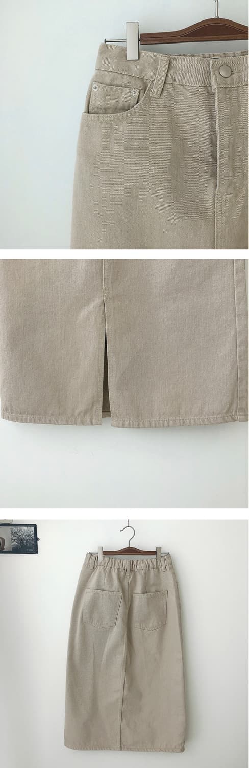 빈티지워싱 베이지 코튼 스커트 상품이미지3
