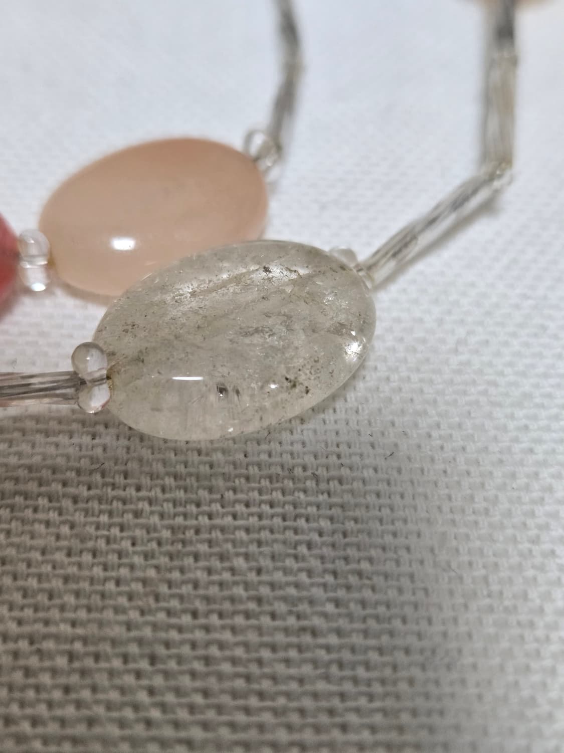 빈티지 믹스 원석 목걸이 크랙수정 로즈톤 내포수정 포인트 상품이미지4