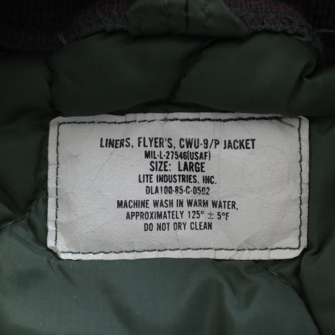 [85년도] 미공군 오리지널 CWU-9/P 퀼팅 자켓 라이너 (L) 상품이미지6