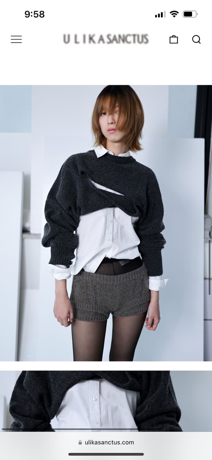 울리카상투스 로프 니트 쇼츠 브라운 상품이미지3