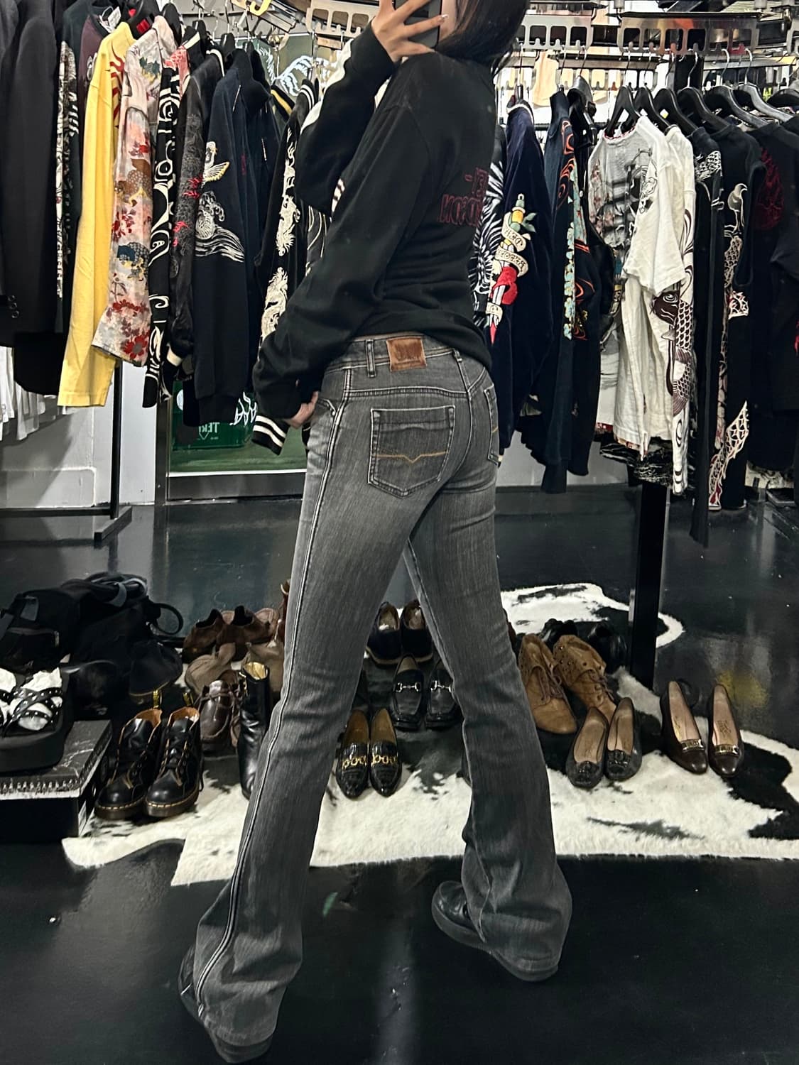 빈티지 흑청 워싱 부츠컷 팬츠 상품이미지4