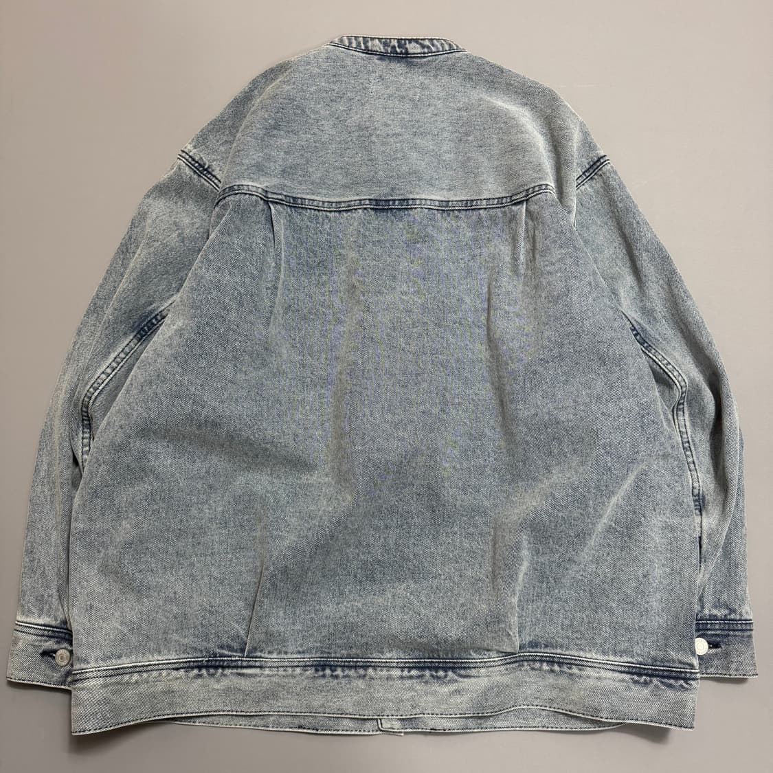  INHERIT 라이트블루컬러 워시드 논칼라 빅실루엣 13oz 데님 자켓 상품이미지8