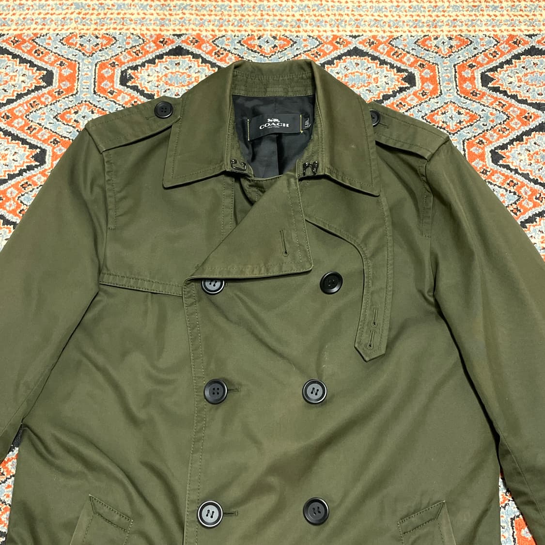 코치 카키 더블 트렌치코트 남성S 상품이미지2