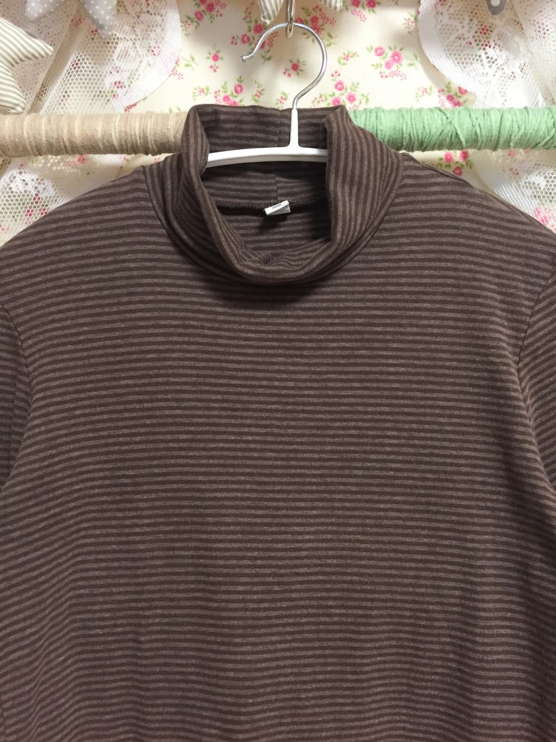 빈티지 초코 단가라 목폴라 상품이미지2