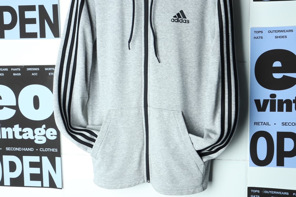 (XL-2XL) 아디다스 집업 바람막이 점퍼자켓 그레이 삼선-H31088 상품이미지4