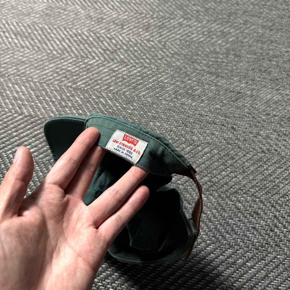 90s 리바이스 스펠아웃 자수 카키 볼캡 모자 OS 상품이미지5