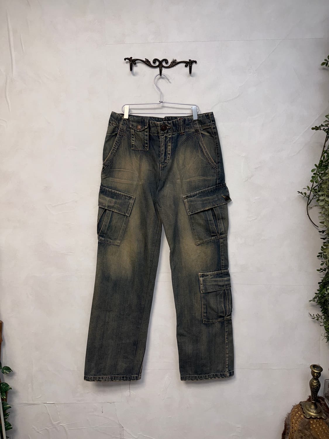 Washing denim multi pocket cargo pants  상품이미지1