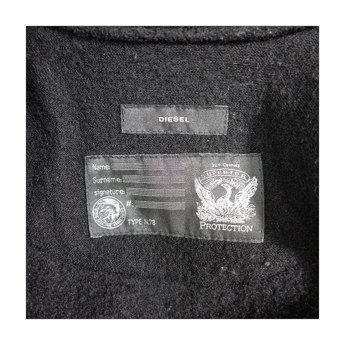[M] DIESEL 디젤 블랙 테리 울 나폴레옹 자켓 코트 상품이미지8
