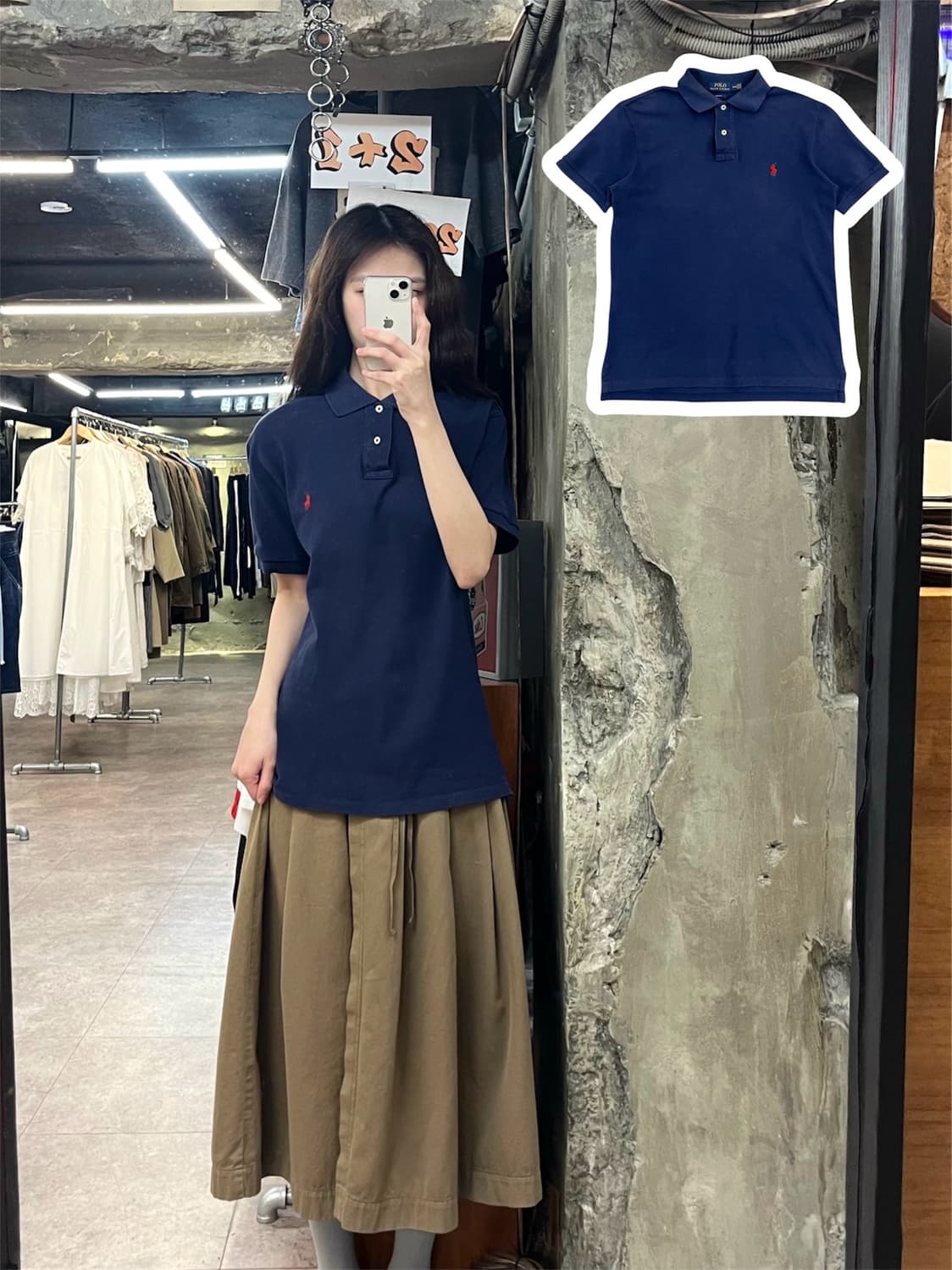 폴로 랄프로렌 슬림핏 반팔 카라티 네이비 M #csz4015 상품이미지1