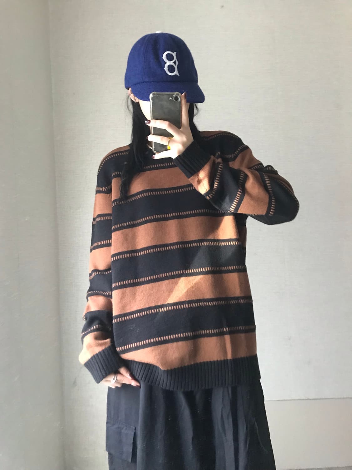 버카루 브라운 스트라이프 니트 상품이미지5