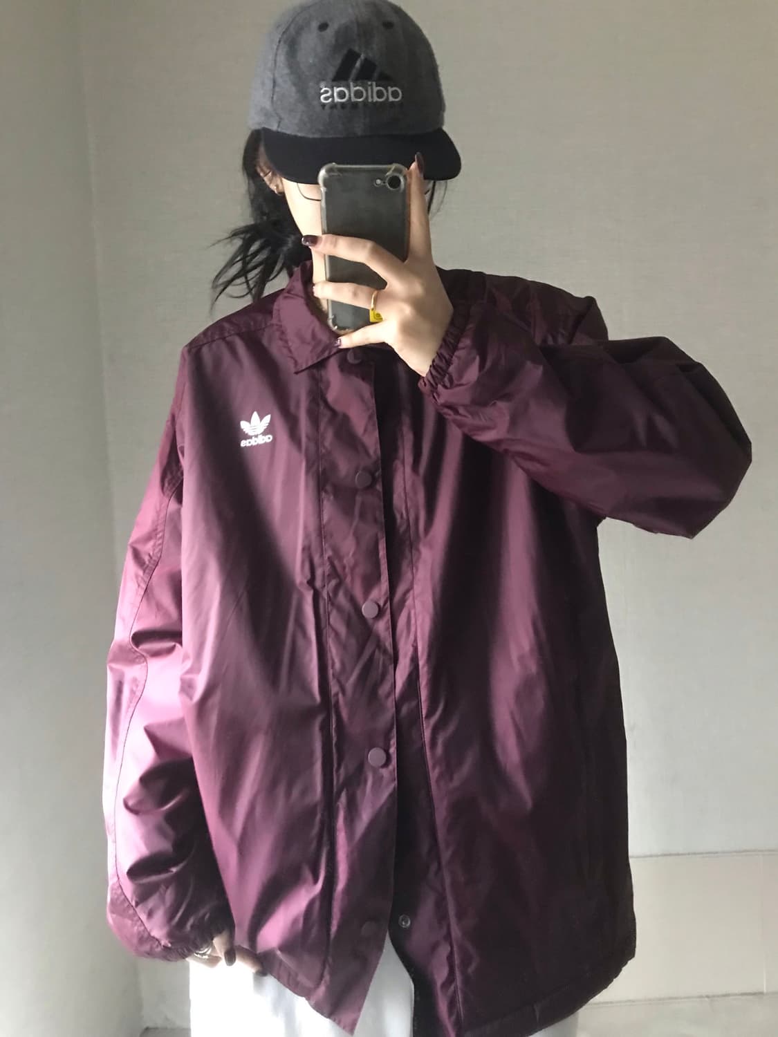 아디다스 버건디 코치 자켓 상품이미지1